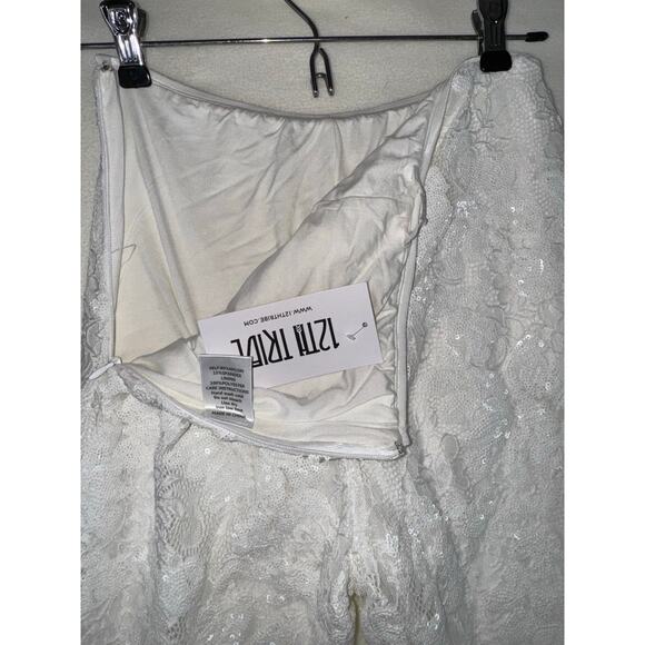 NWT 12th Tribe White Maddox Lace Sequin pants Womens Small - Picture 7 of 12